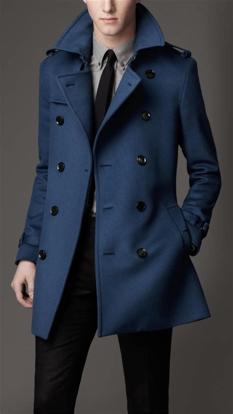 burberry trench royal blue mens|burberry men's overcoat.